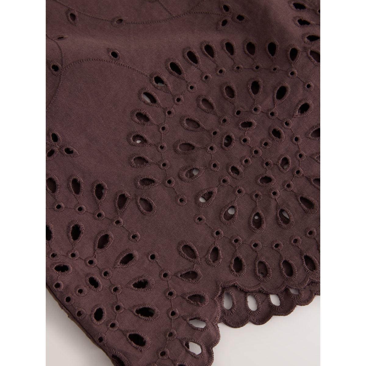 Pantalon large court avec broderie marron chocolat, NEXT