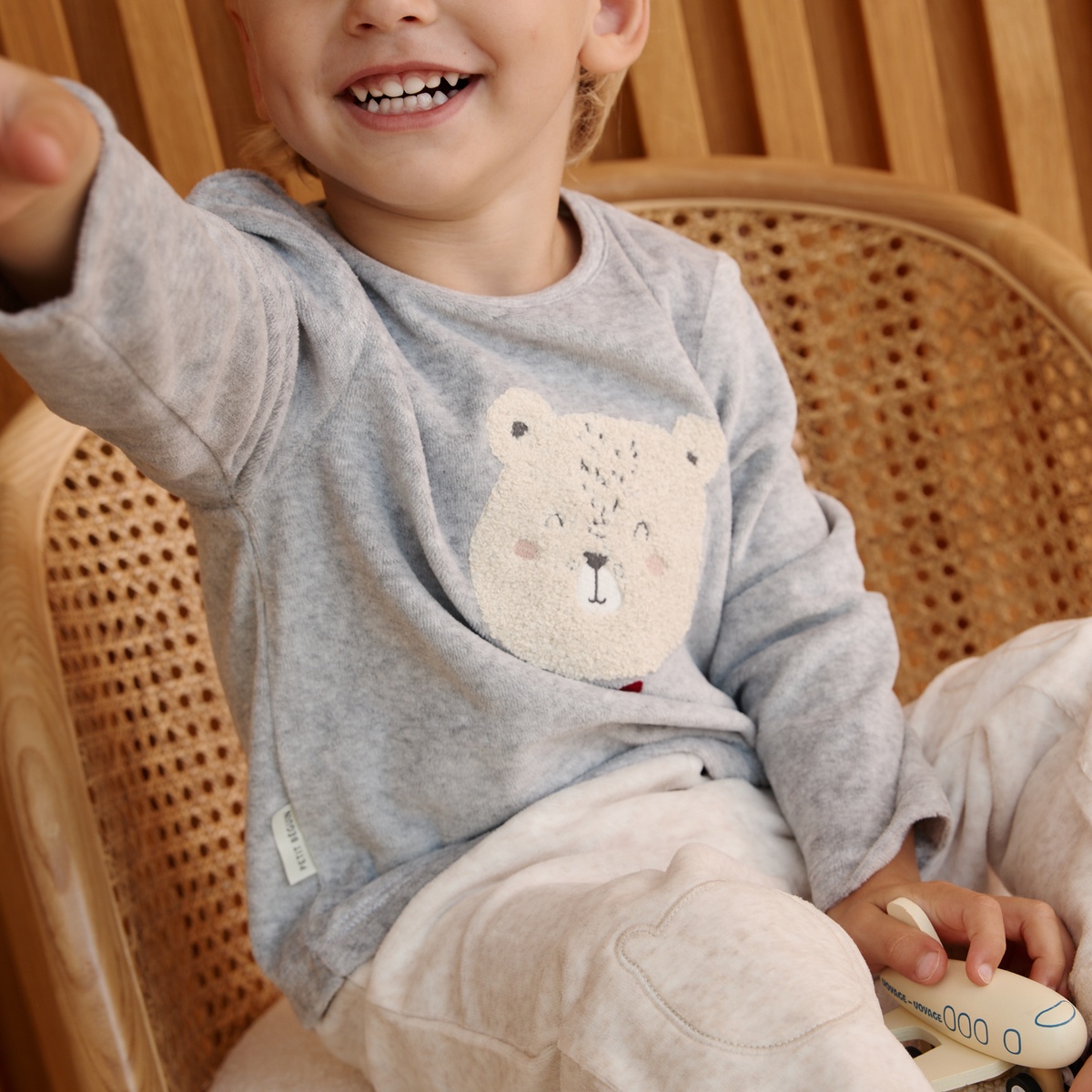 Lot de 2 pyjamas bébé 2 pièces en velours Pistache beige, PETIT BEGUIN