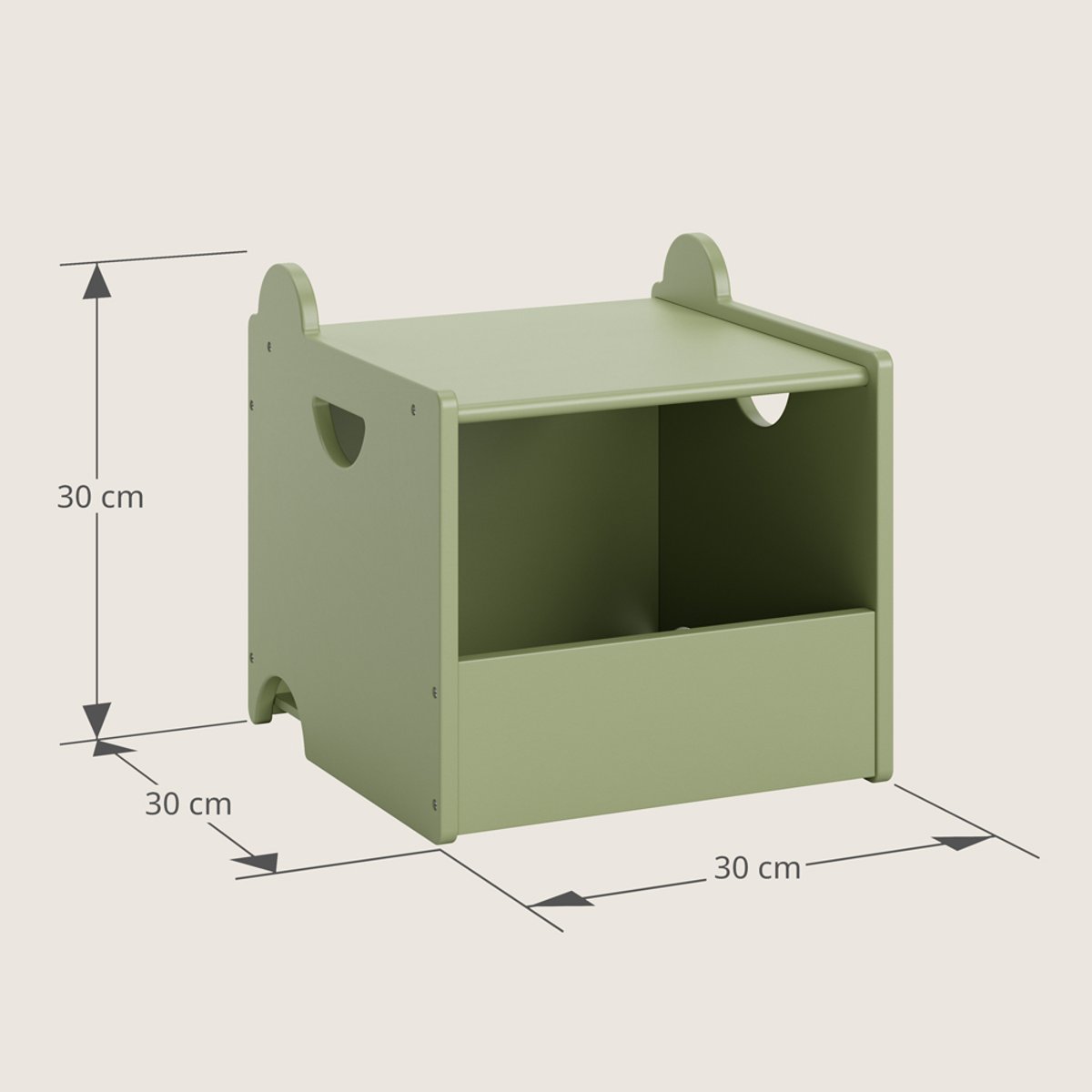 ENSEMBLE DE 2 CAISSES DE RANGEMENT EN BOIS «ARC-EN-CIEL» ELLIPSE vert, PETITE AMELIE