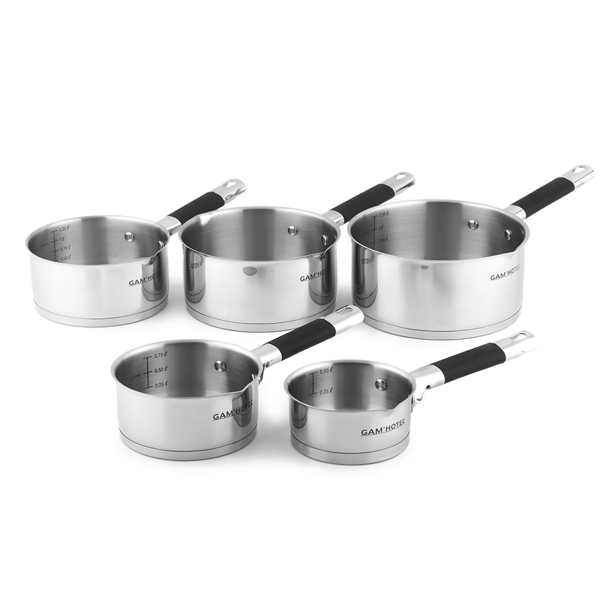 5 Casseroles Inox induction couleur unique, GAM HOTEL