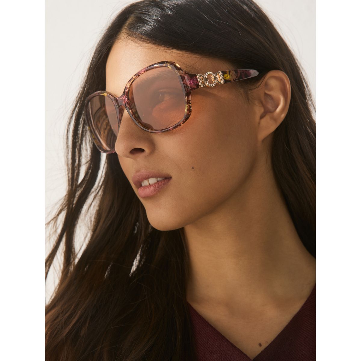 Lunettes de soleil à branches incurvées noir/rose, NEXT