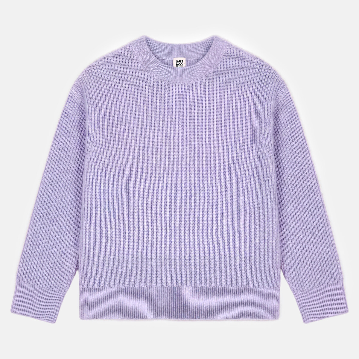 Jersey de cuello redondo de punto acanalado, corte ancho lila, LA REDOUTE COLLECTIONS