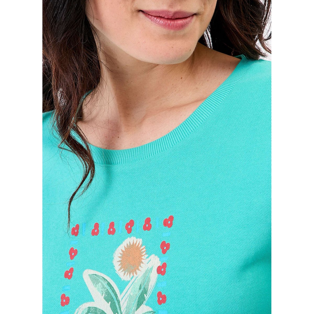 Sweat coton bio col rond PRUNE turquoise prune, PRINCESSE NOMADE