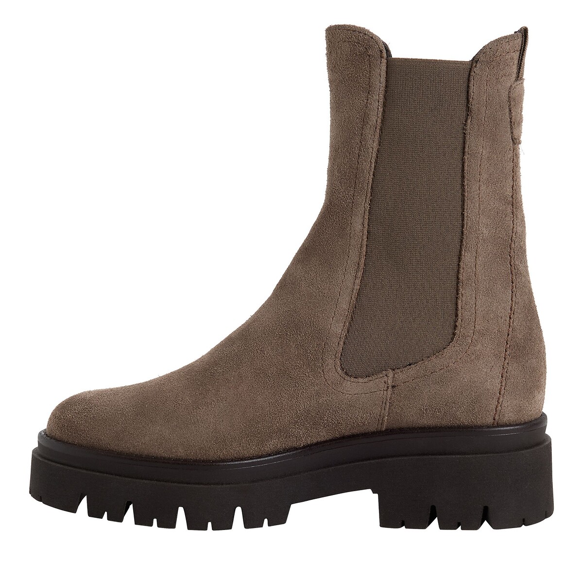 Bottines chelsea en cuir suède taupe, TAMARIS