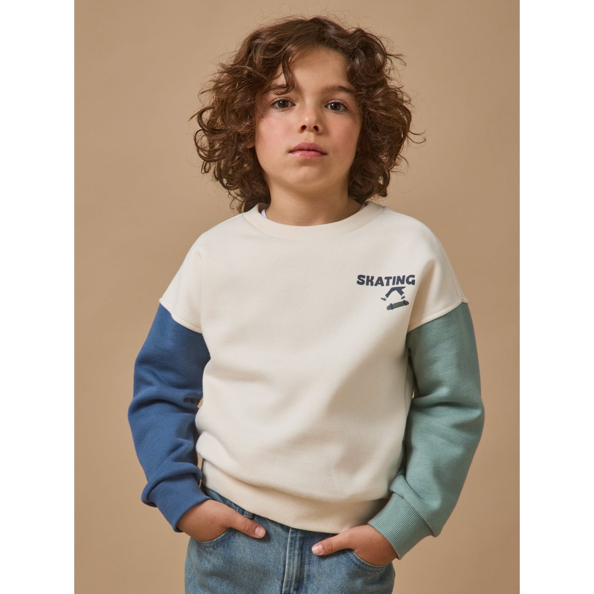 Sweat "colorblock" ecru, CYRILLUS