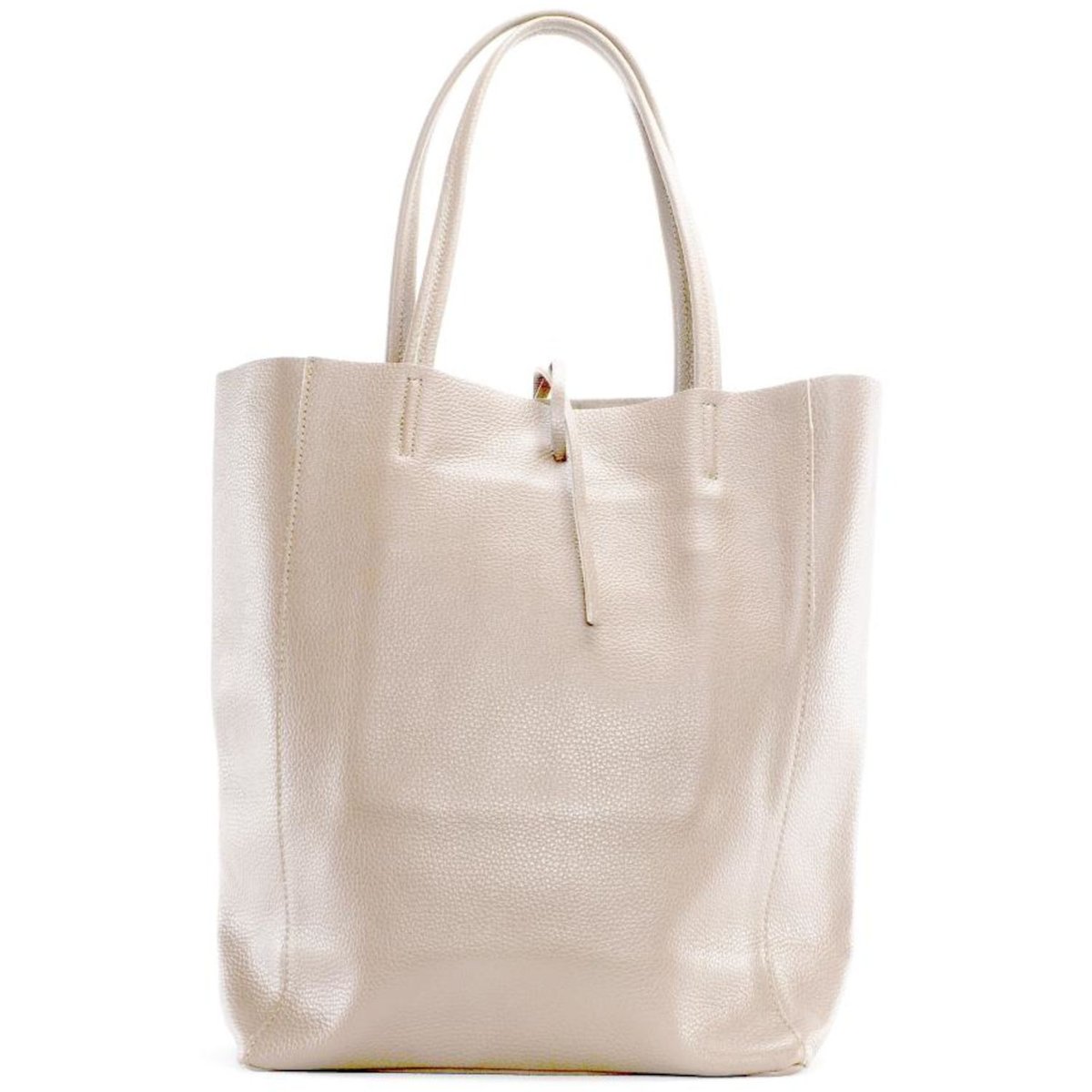 Sac à main cabas en cuir grainé italien NICE taupe clair, OH MY BAG