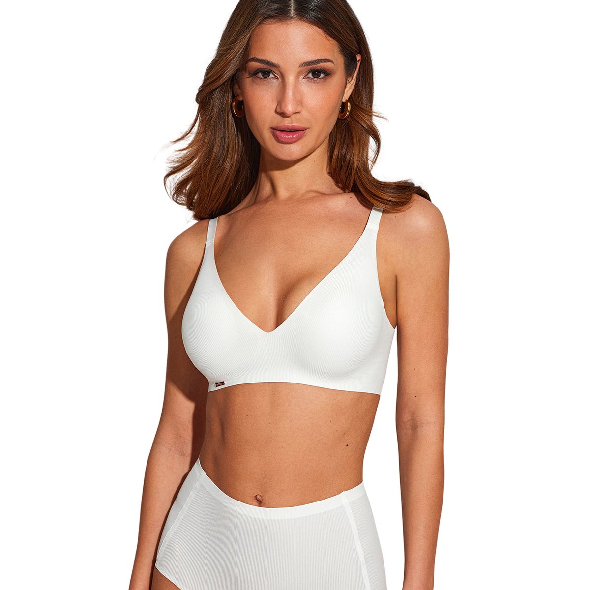 Soutien-gorge triangle préformé plongeant coques amovibles ONE blanc, SELMARK