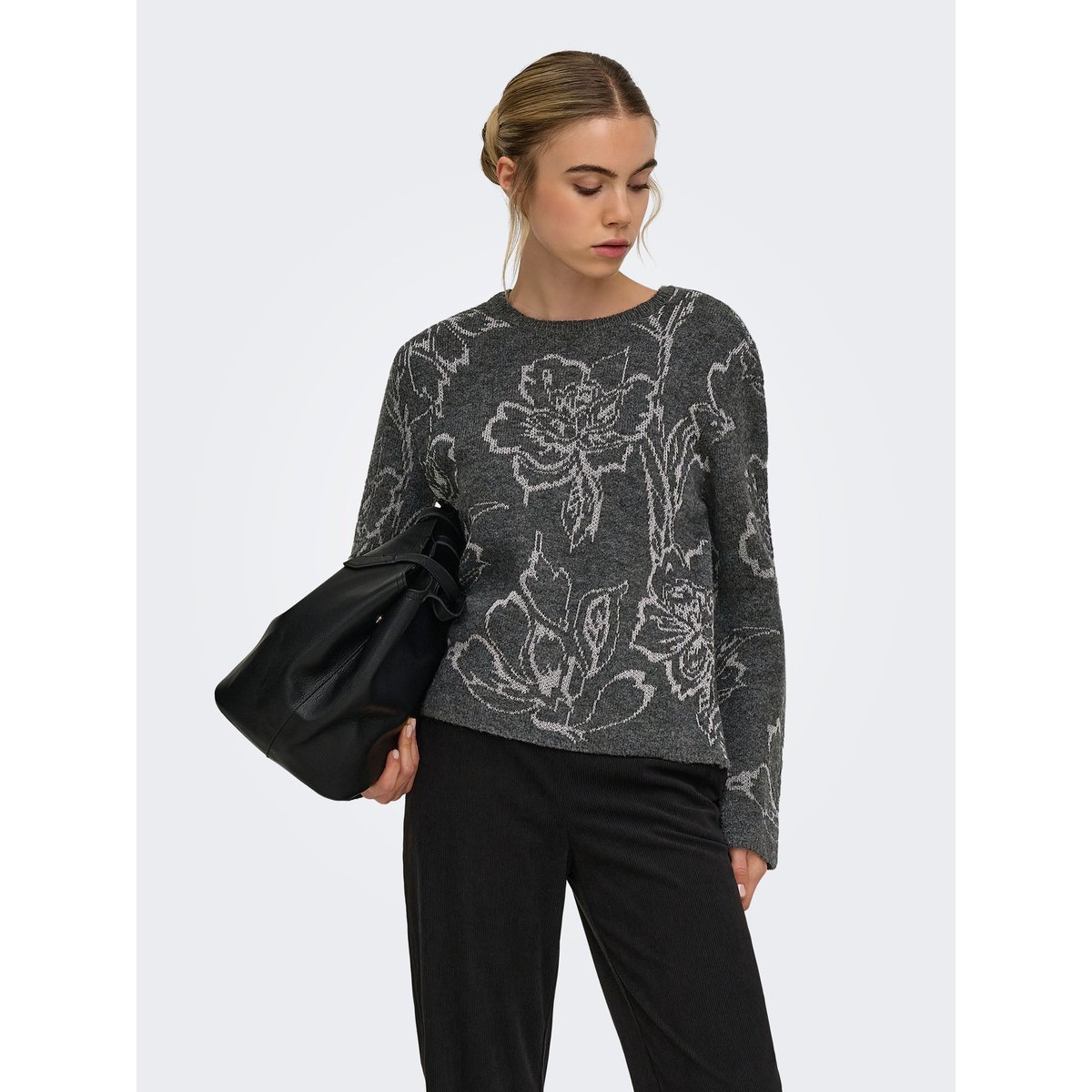 Pull En Maille dark grey melange 1, ONLY