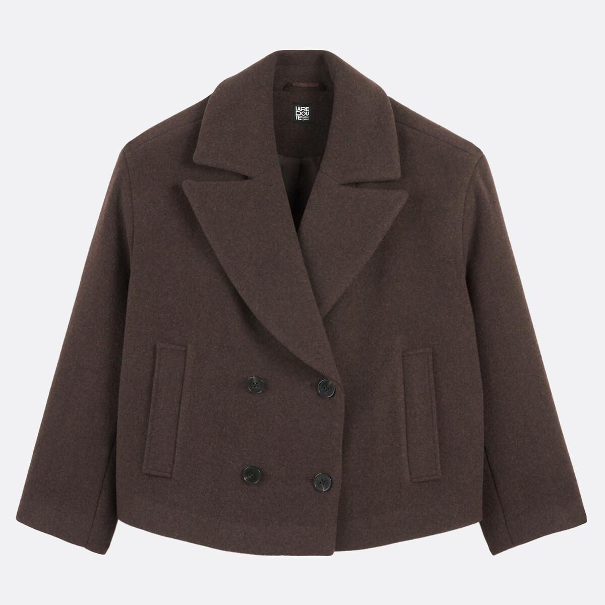 Short pea coat with button fastening with winter style chocolate brown, LA REDOUTE COLLECTIONS