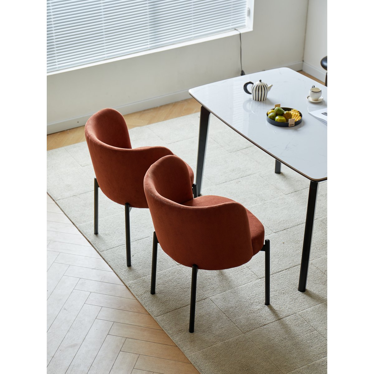 Lot de 2 chaises, velours côtelé, GRIMSTAD terracotta, NORDLYS