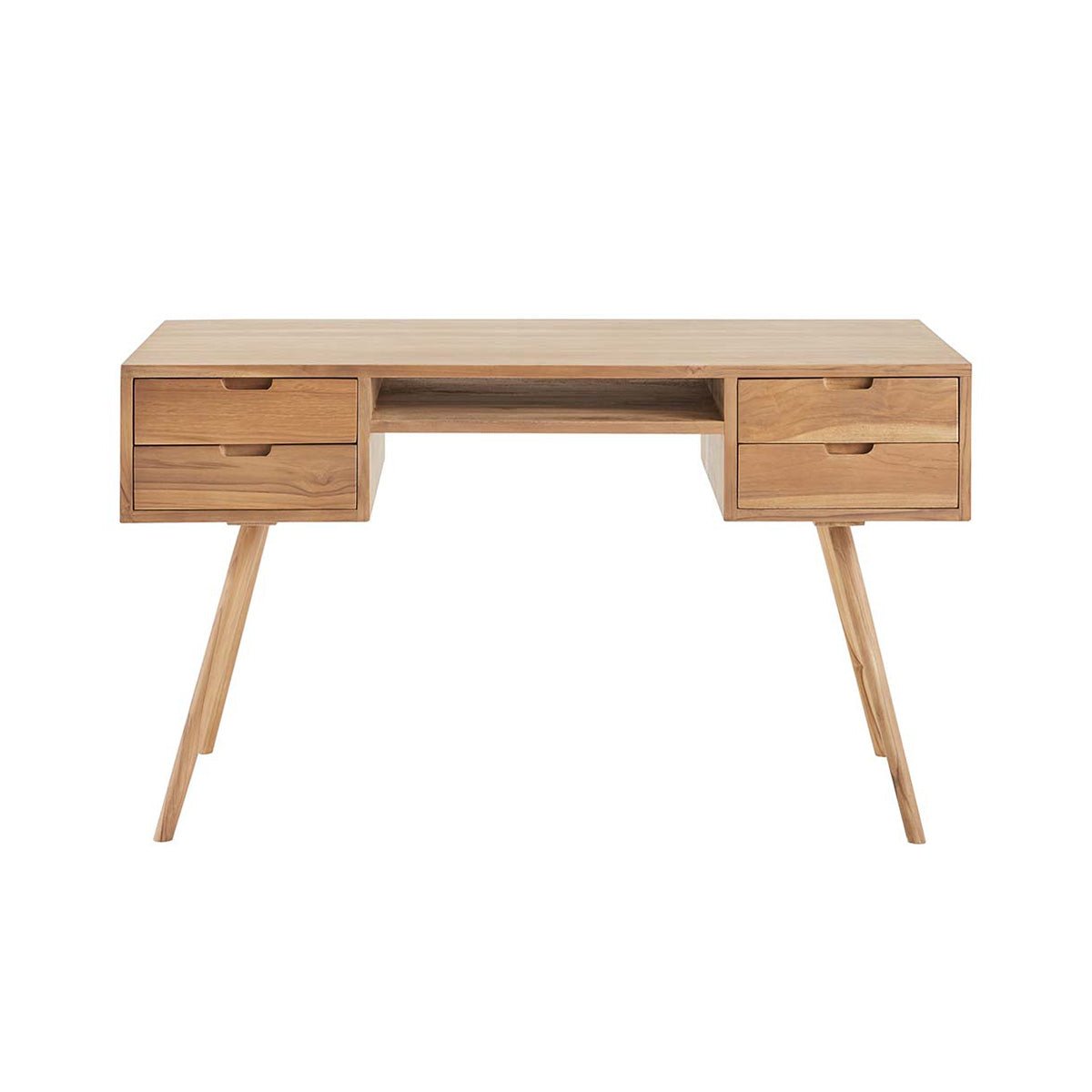 Bureau en teck massif 130 cm 4 tiroirs ISAURE naturel, BERAH GETAH