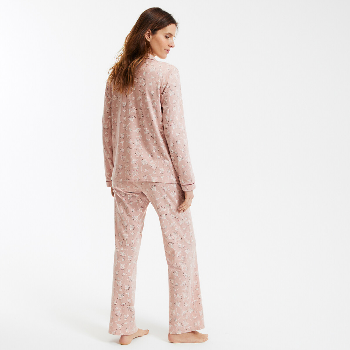 Pyjama imprimé en coton, manches longues imprimé fleuri, ANNE WEYBURN