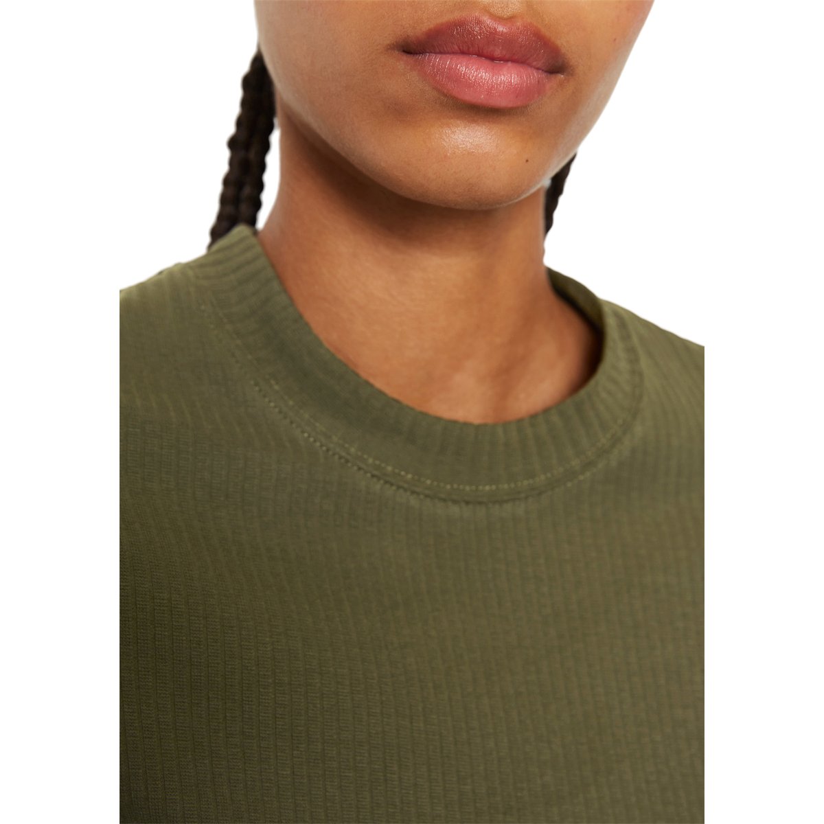 T-shirt en jersey côtelé slim en coton biologique mélangé extensible blanc, MARC O’POLO DENIM