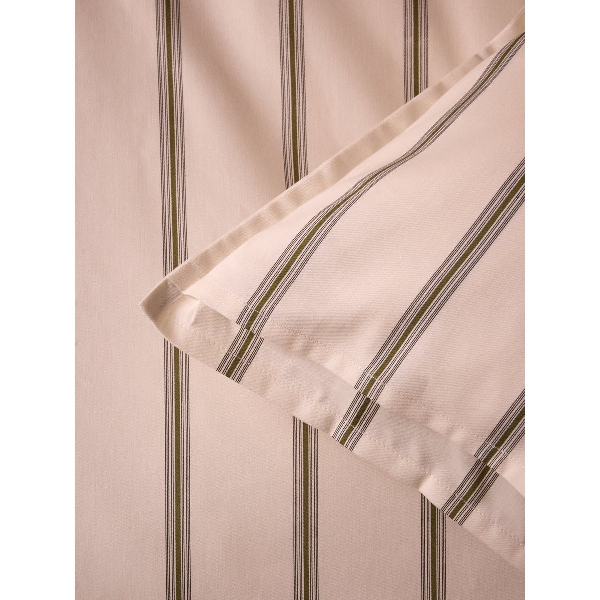 Taie d'oreiller satin de coton "MAXENCE" rayure camel/ecru, CYRILLUS