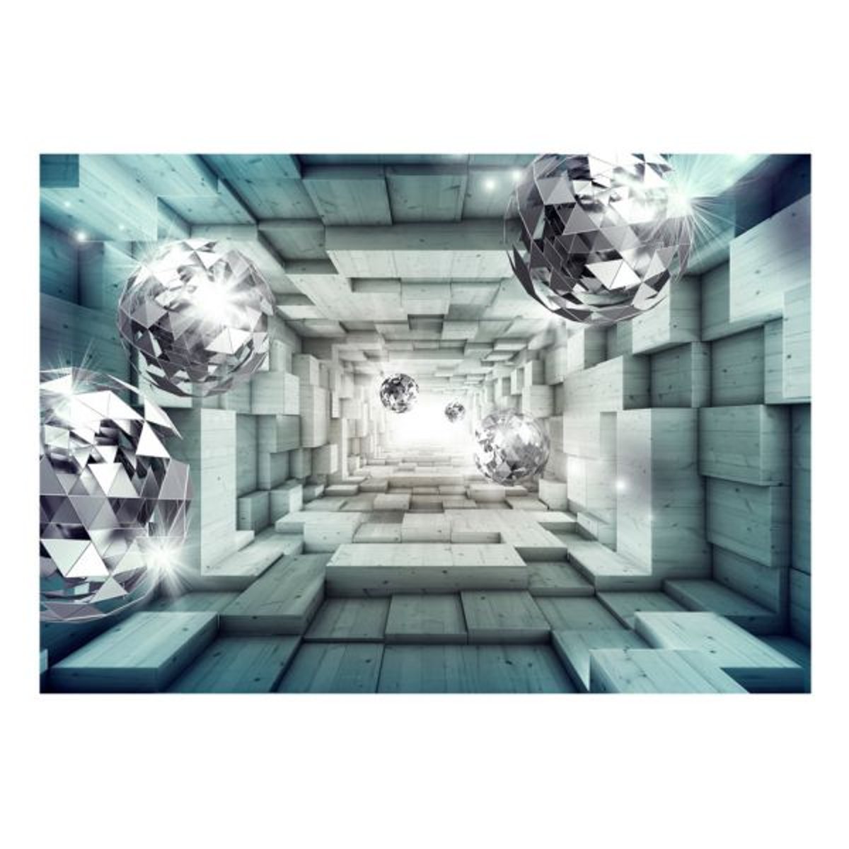Papier peint intissé panoramique Abstractions Journey Through the Blue Tunnel bleu, EDEN