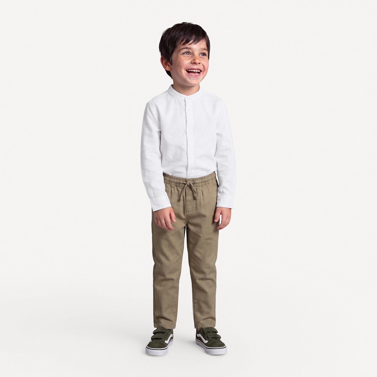 Chemise col mao, coton/lin blanc, LA REDOUTE COLLECTIONS
