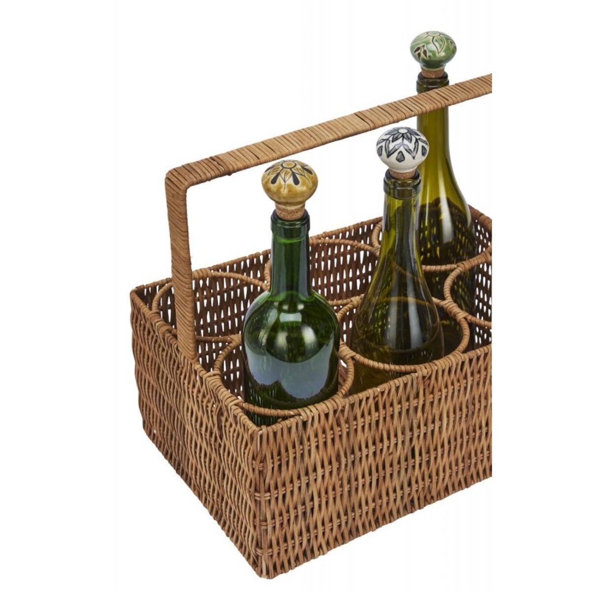Range-bouteilles rotin tressé bois foncé, MADAM STOLTZ