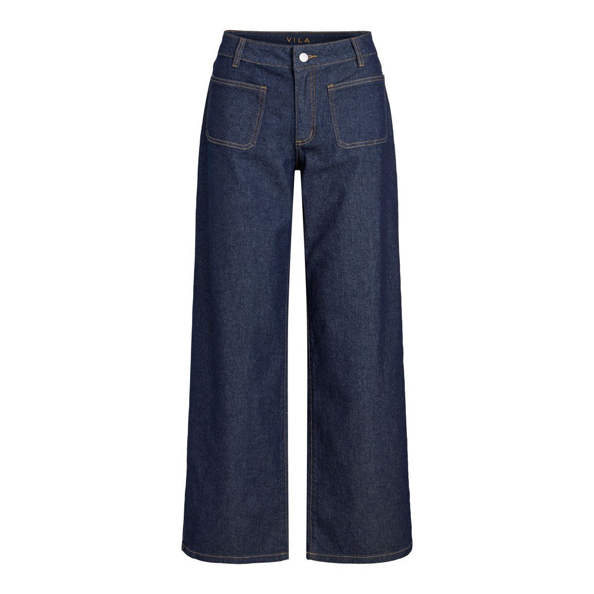 Jean large avec poches plaquées bleu - dark blue denim1, VILA