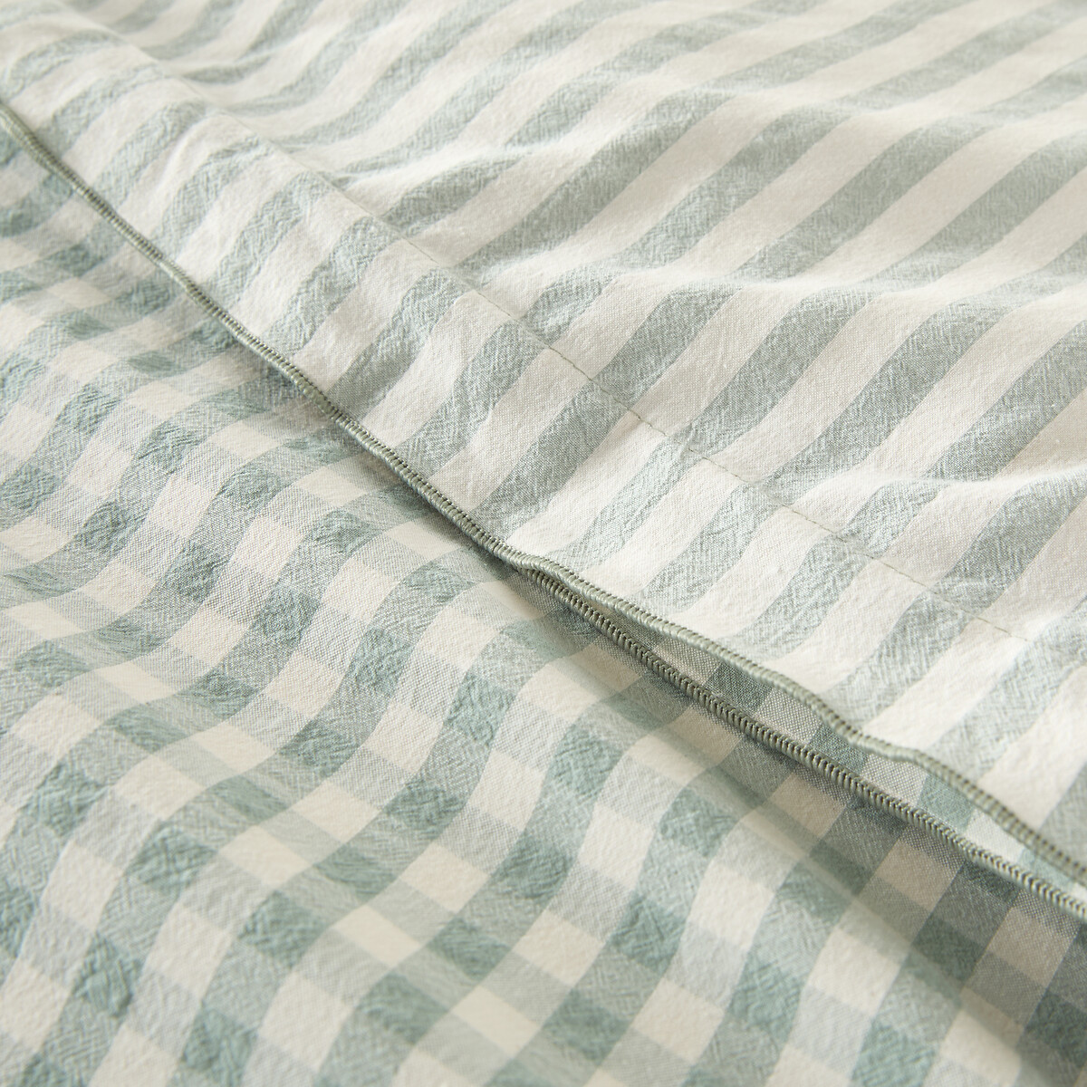 Housse de couette coton seersucker, COTTAGE VERT vert sauge, LA REDOUTE INTERIEURS