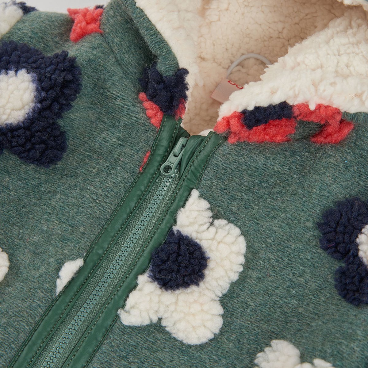 Manteau fille molleton imprimé fleurs vert, BOBOLI