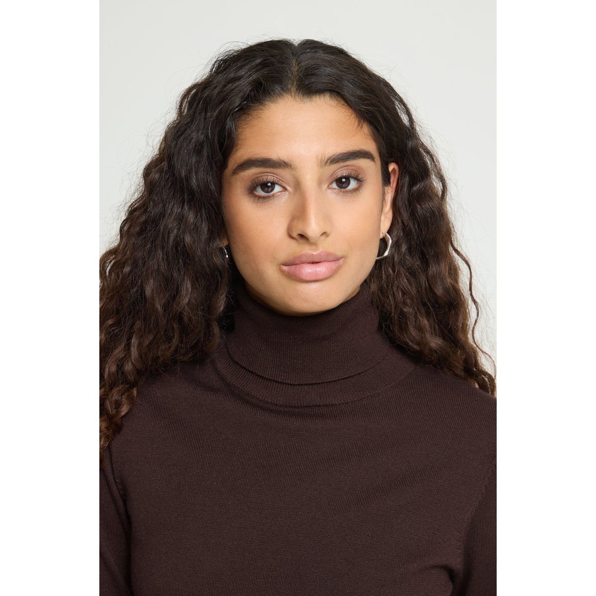 Pull en maille manches longues marron chocolate torte, ICHI