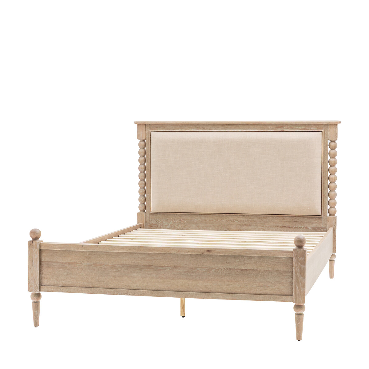 Ames Lime Wash Oak & Linen Pompom Bed oak, ÉDITÉ