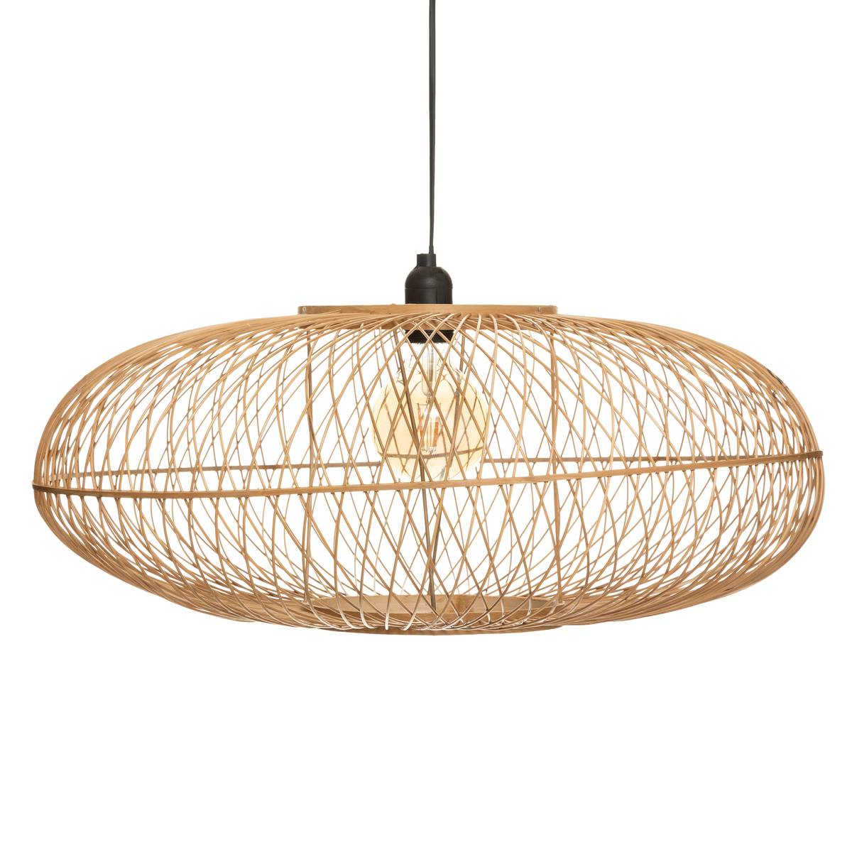 Suspension arrondie en bambou tressé LOREN beige, ATMOSPHERA