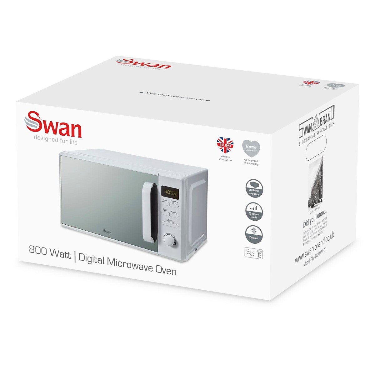 20L 800W Microwave white, SWAN