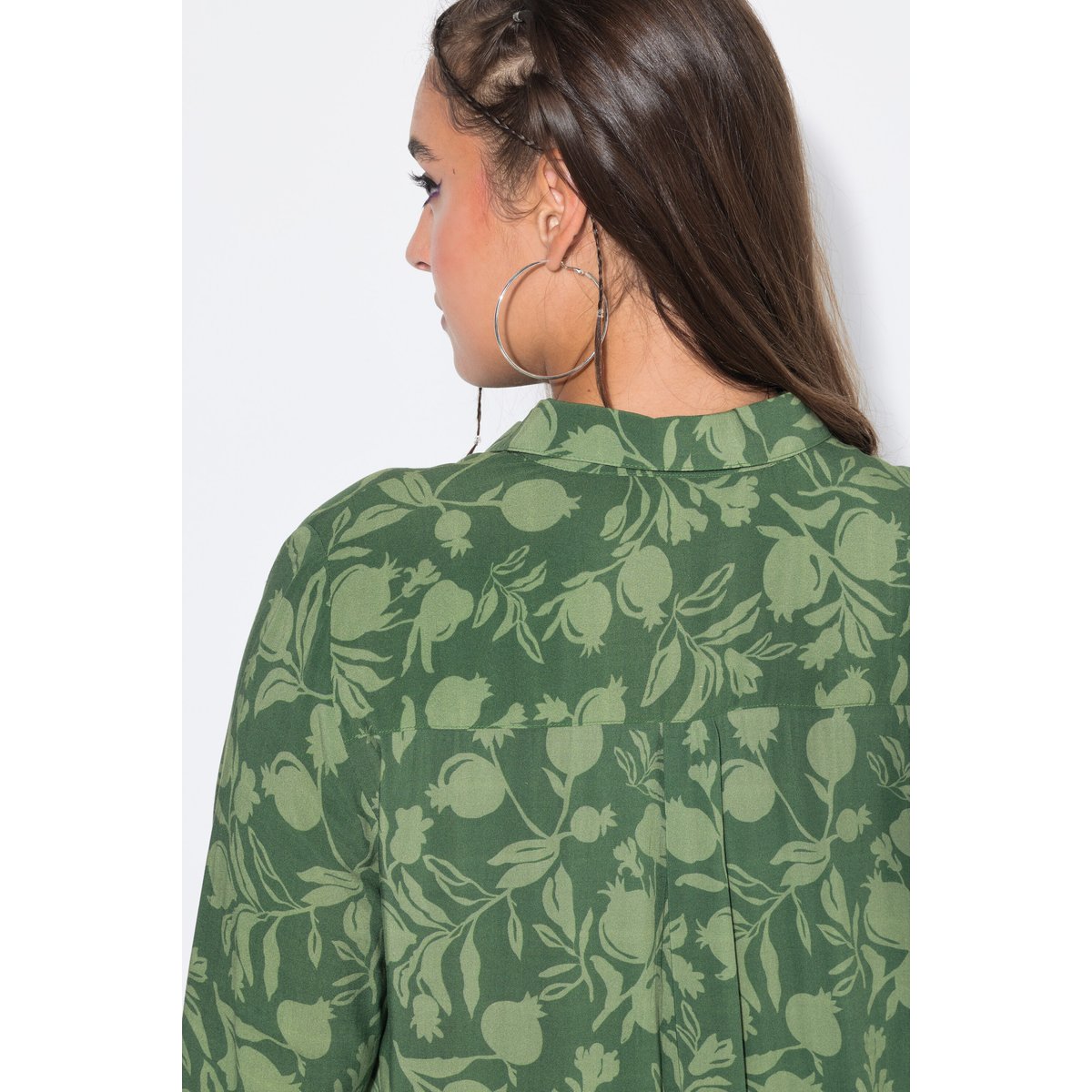 Blouse longue, coupe oversize, motif grenades vert foncé, STUDIO UNTOLD