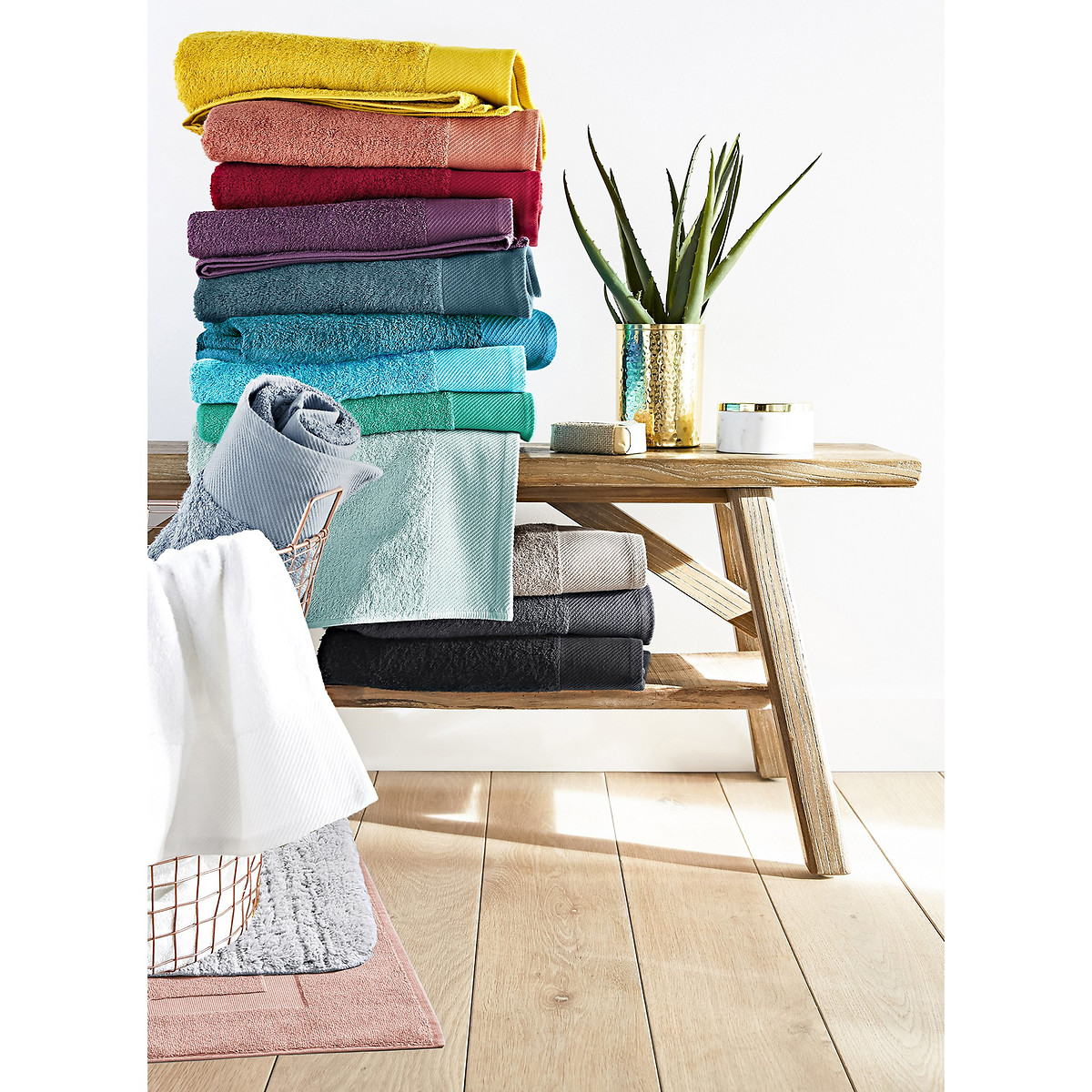 Tappeto da bagno tinta unita in spugna 700 g/m², Scenario celadon, LA REDOUTE INTERIEURS