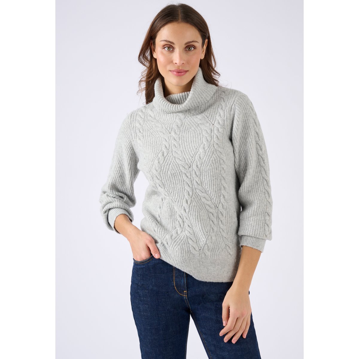 Pull col roulé torsadé Thermolactyl gris chiné, DAMART