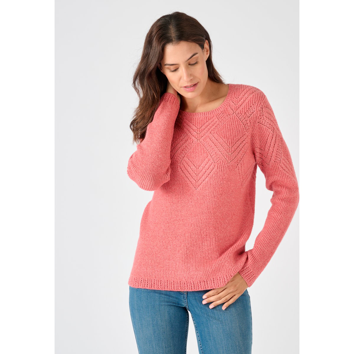Pull maille fantaisie Thermolactyl vieux rose, DAMART