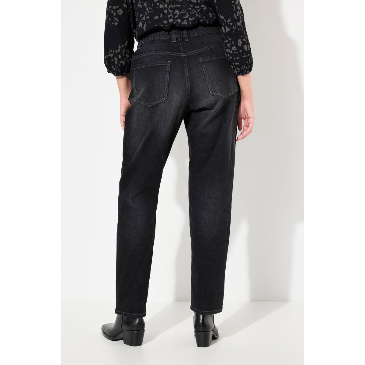 Jean Boyfriend jambe large, 4 poches noir, ULLA POPKEN