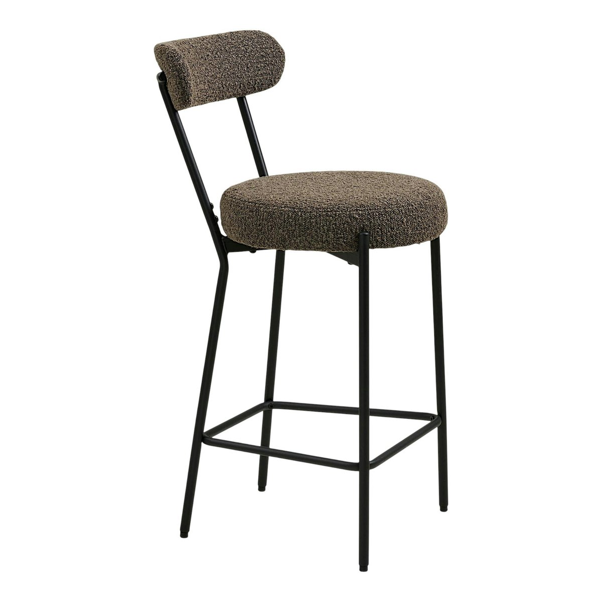 Chaise de bar en bouclette marron avec repose-pieds (lot de 2) BERLIN marron, PIER IMPORT