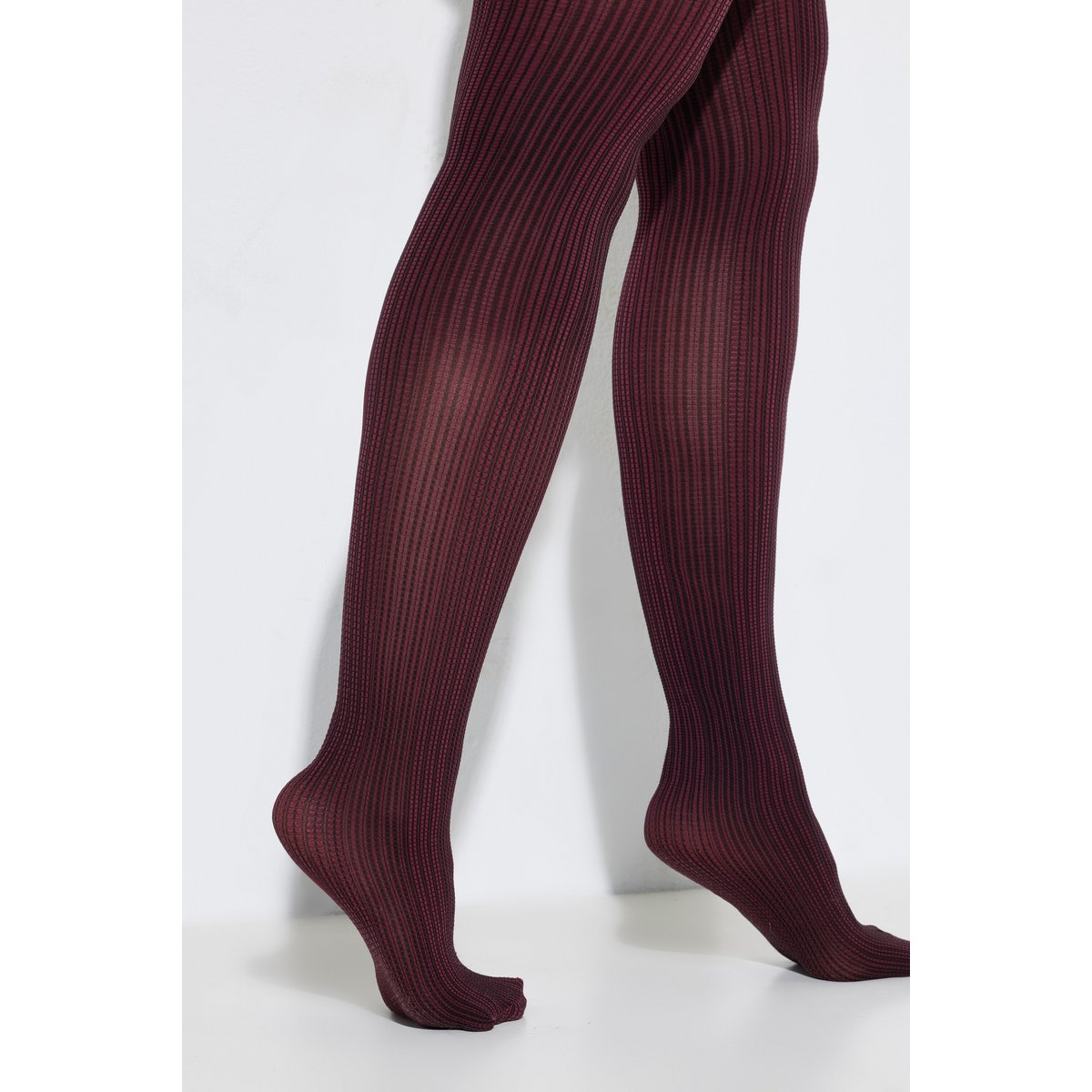 Collants motif ton sur ton bordeaux rouge, ULLA POPKEN