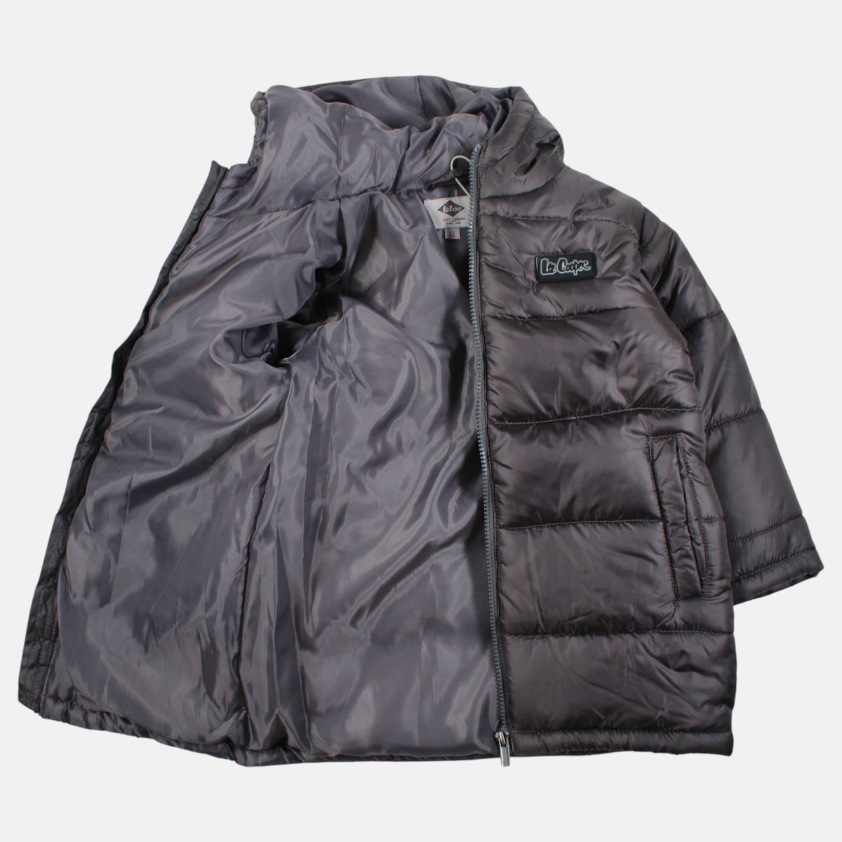 Doudoune matelassée zippée à capuche COCOON gris anthracite, LEE COOPER