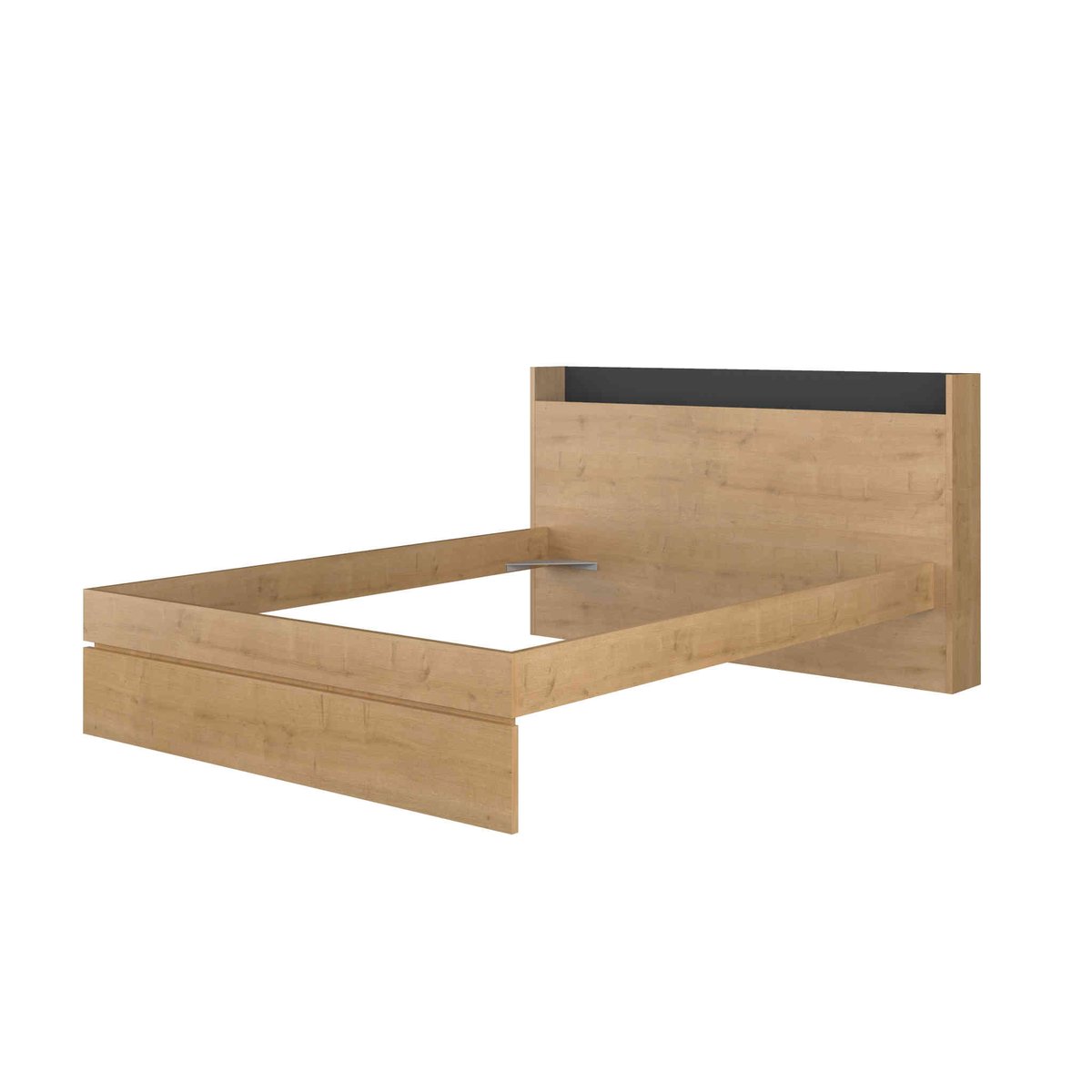 Lit en bois avec tete de lit bois naturel, TERRE DE NUIT