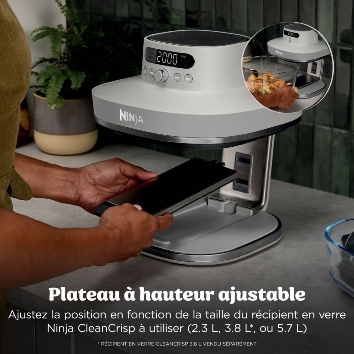 Friteuse sans huile CRISPi PRO 7-en1, 2 récipients en verre de 5.7 et 2.3L,  AS101EULG beige couleur unique, NINJA