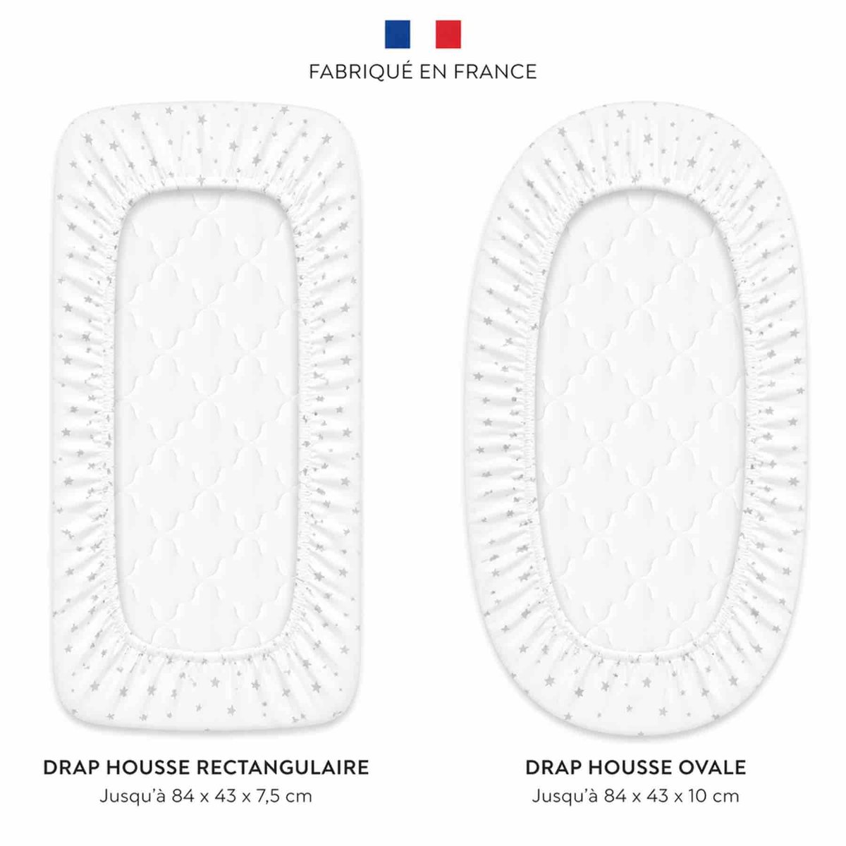 Drap housse berceau en coton STELLA blanc, SEVIRA KIDS