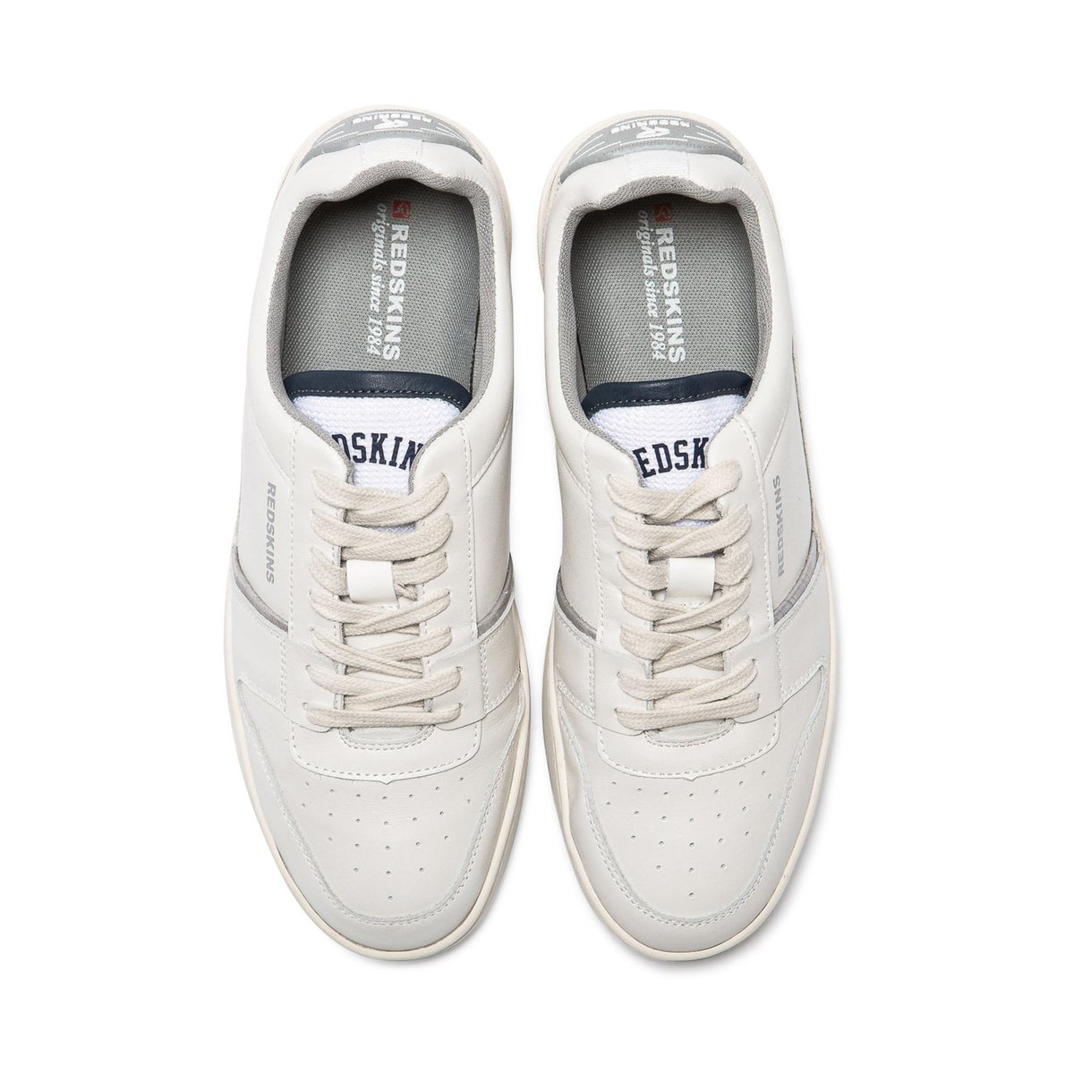 Baskets cuir ATTRAYANT blanc+argent, REDSKINS