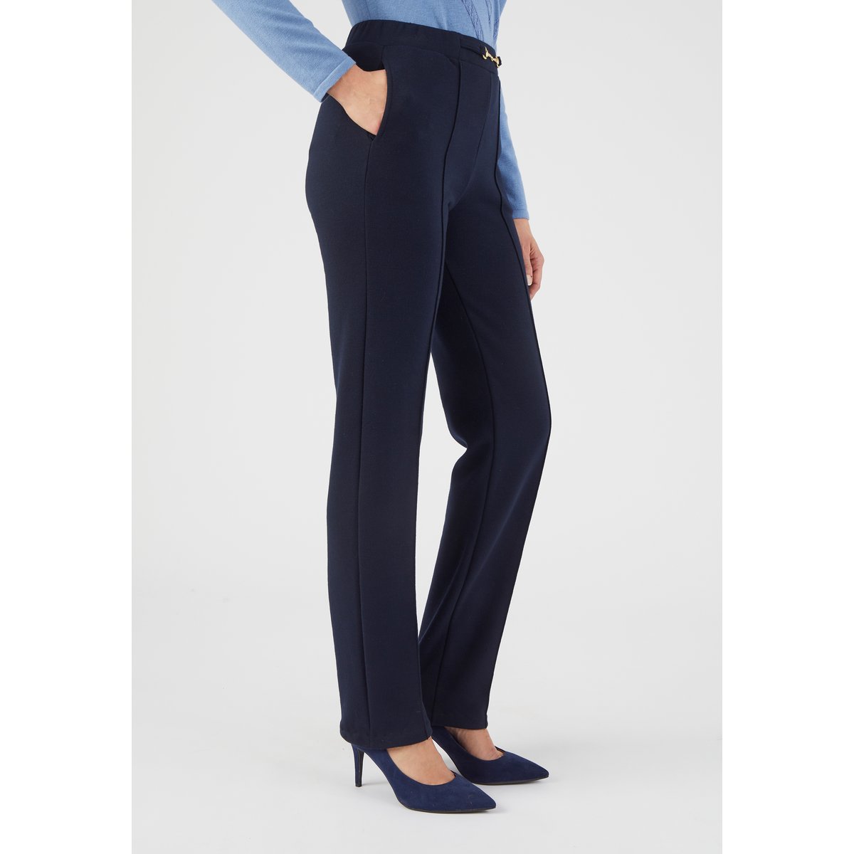 Pantalon droit maille milano Thermolactyl bleu marine, DAMART