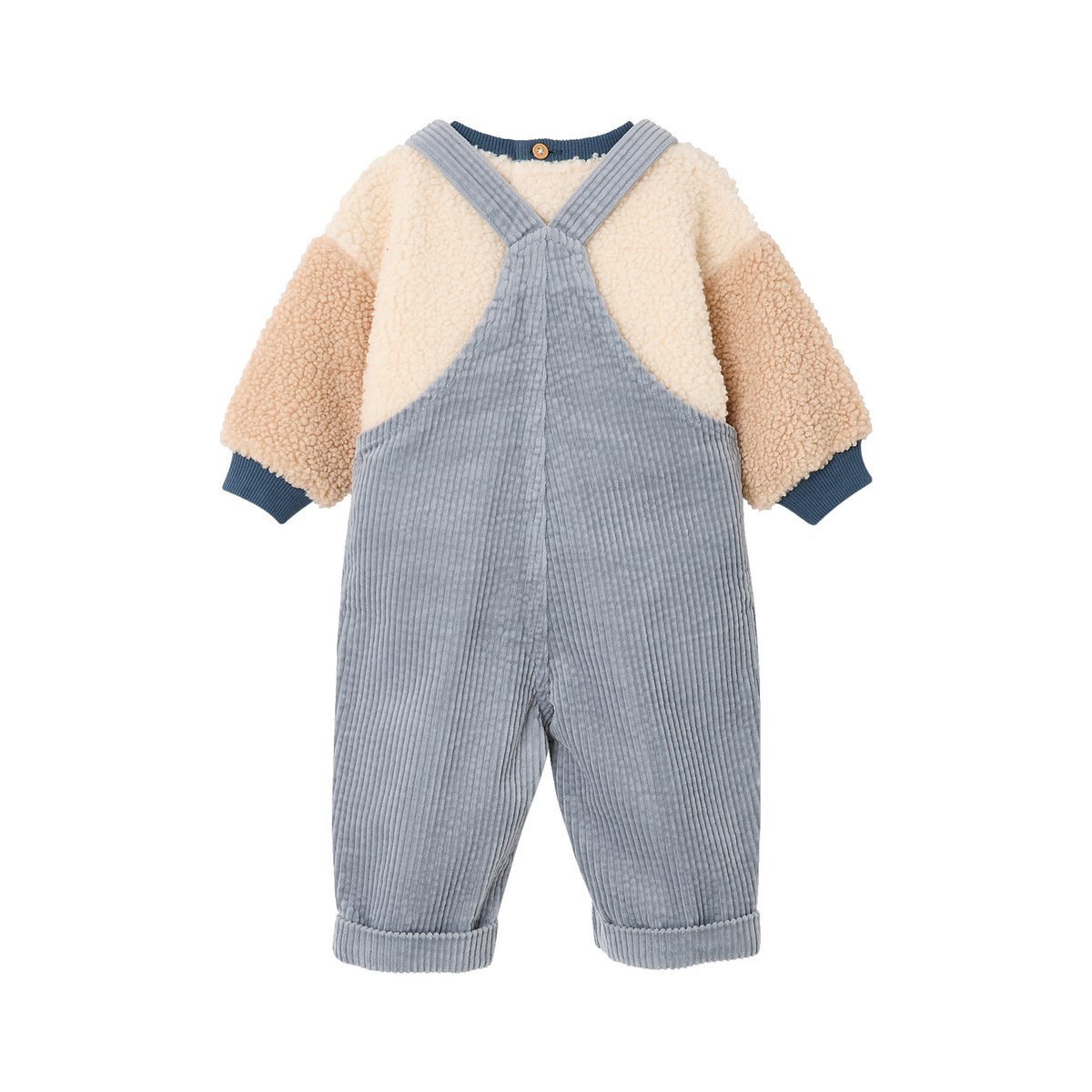 Ensemble salopette et sweat bleu grisé, VERTBAUDET