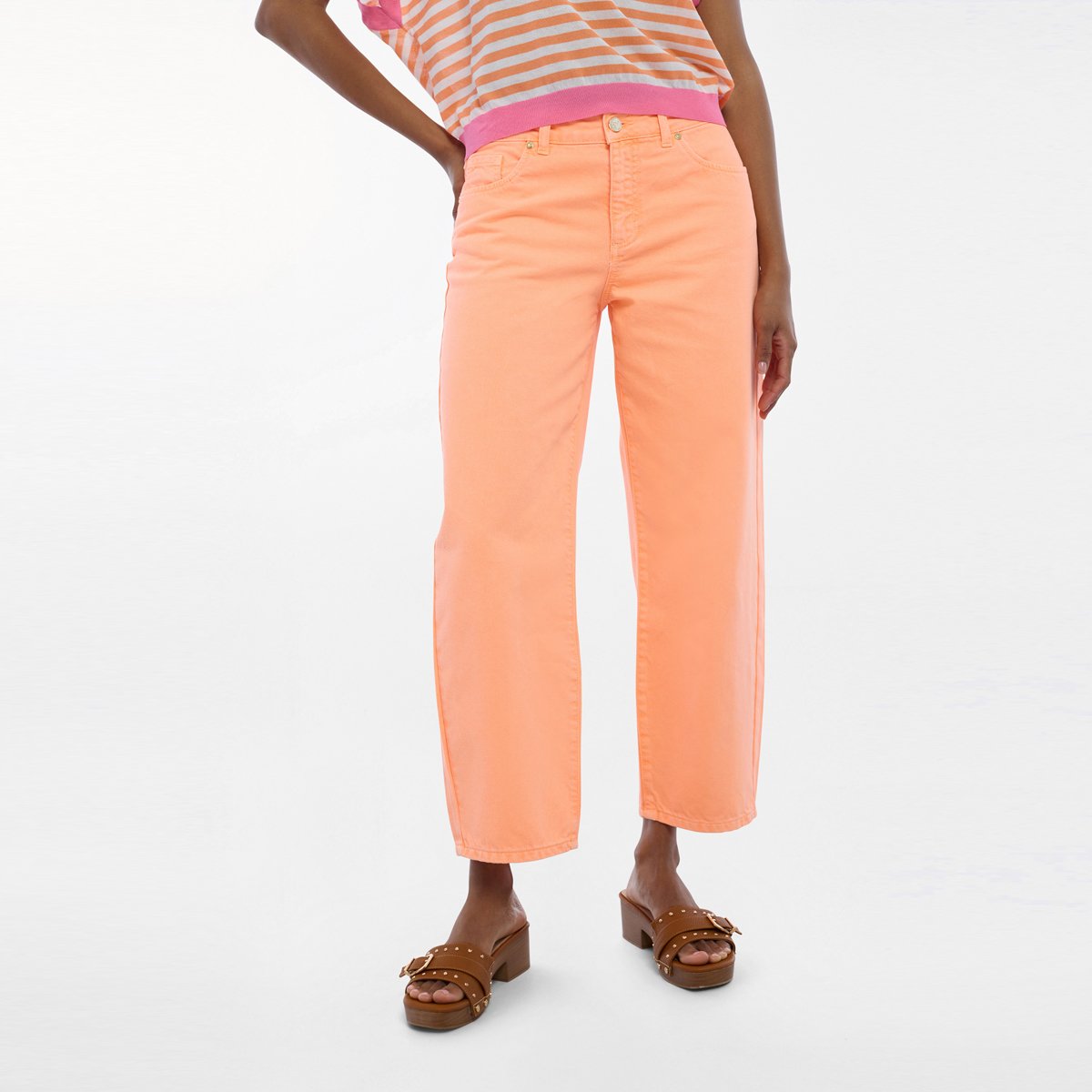Pantalon coupe droite 7/8 saumon, LOLA CASADEMUNT