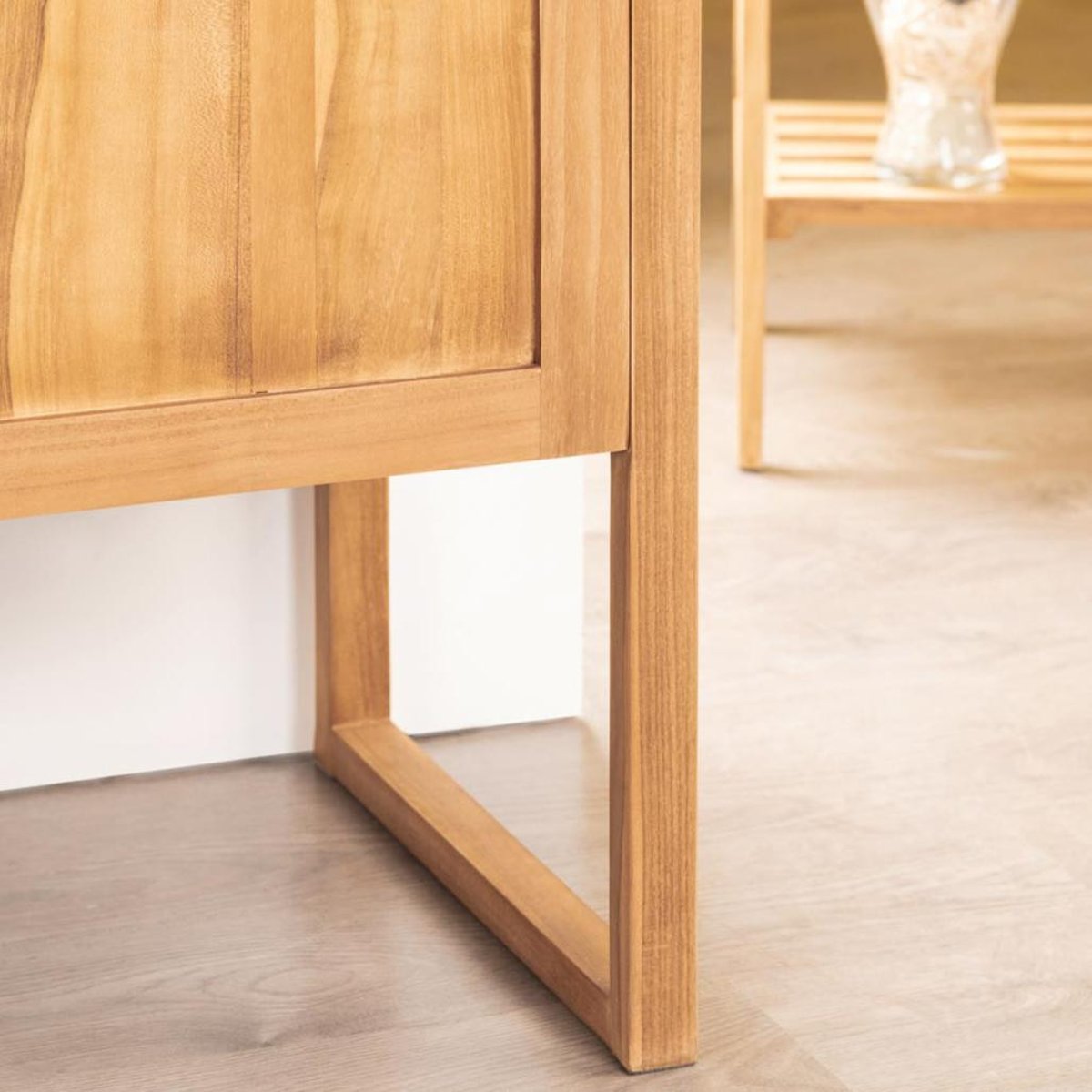 Meuble en teck massif rectangle double vasque 165 cm THÉA naturel, WANDA COLLECTION