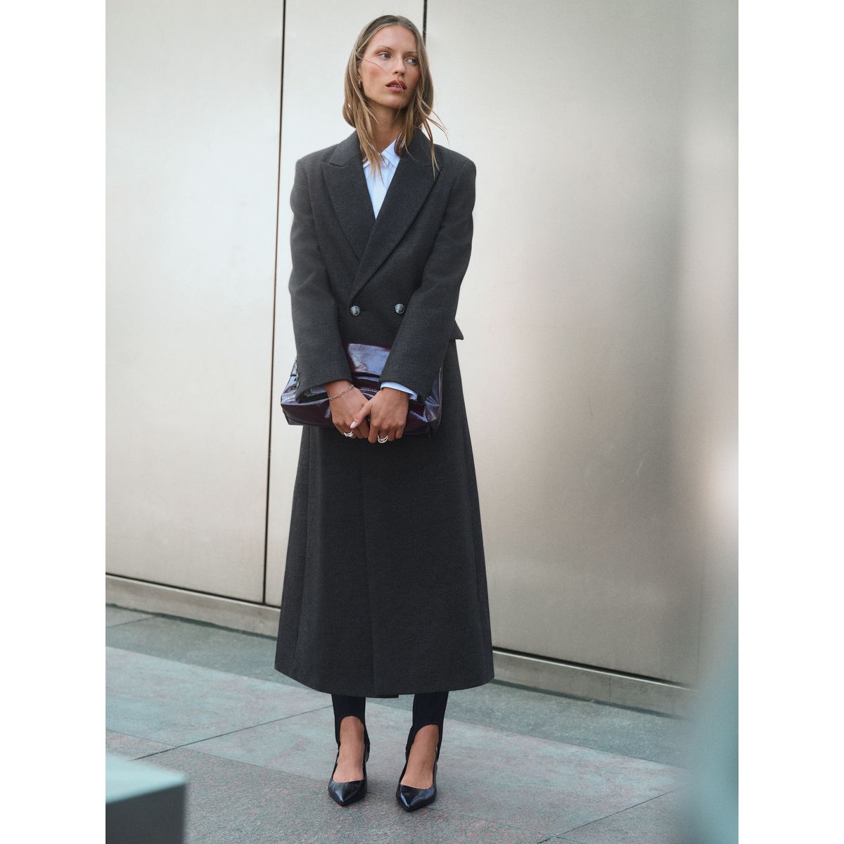 Manteau avec col à revers gris anthracite, NEXT