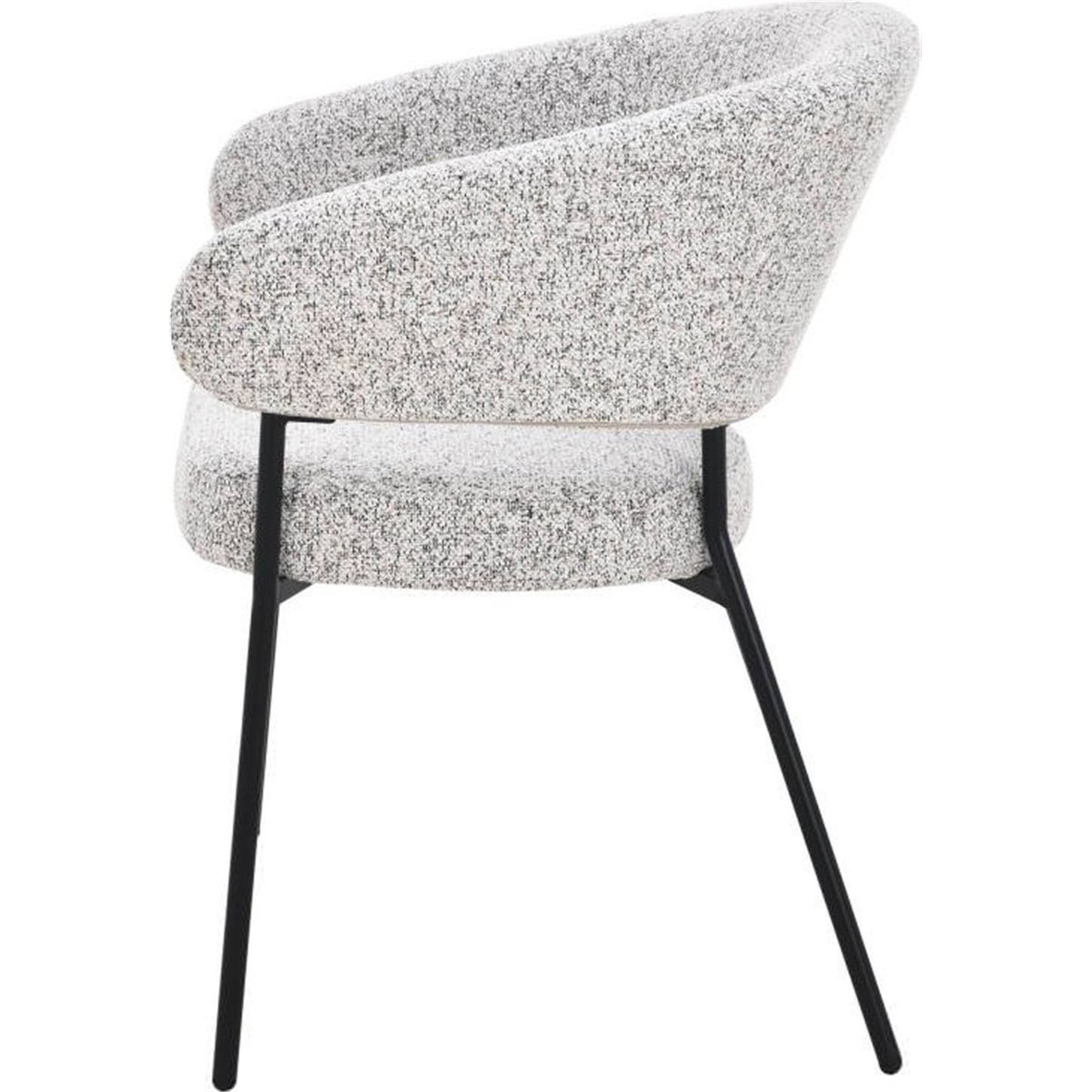 Chaise rembourrée en tissu, Fait main beige chiné avec accents blanc et noir, RECOLLECTION