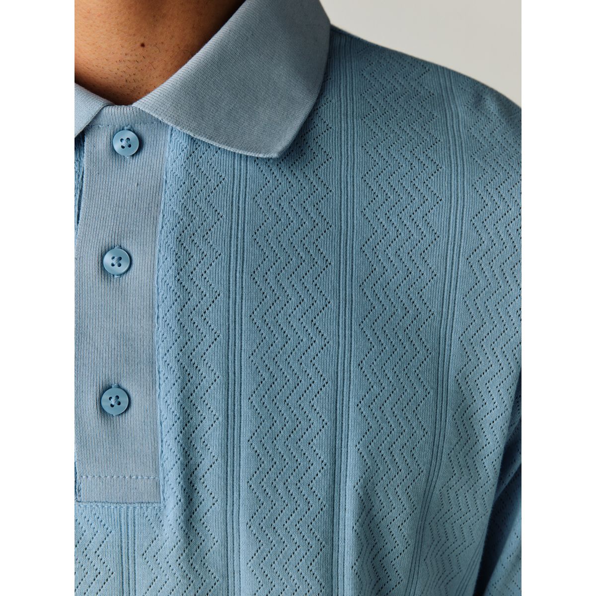 Polo coupe standard en maille pointelle bleu, NEXT