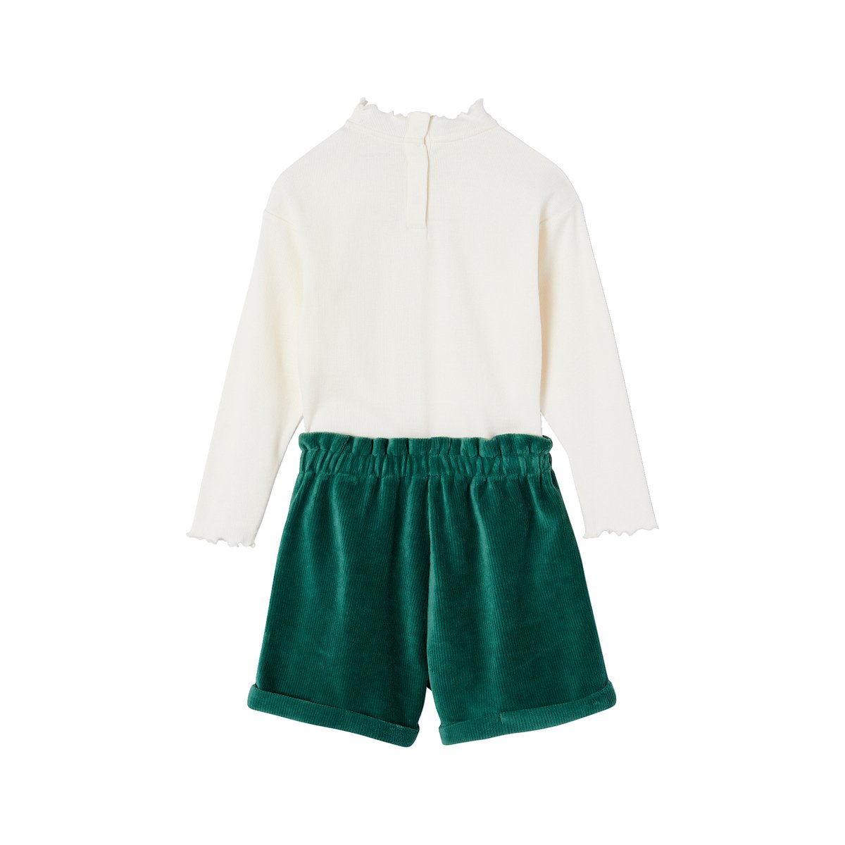 Ensemble T-shirt + short en velours vert, VERTBAUDET