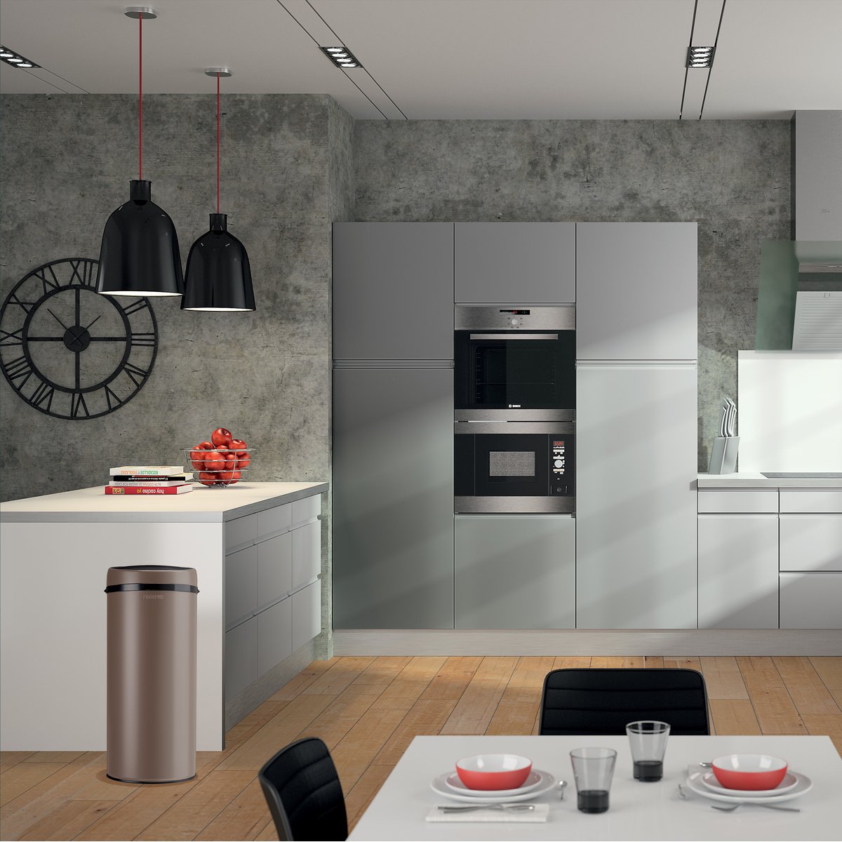 Poubelle cuisine automatique 45L Made in France KOSMO taupe, PROSPER
