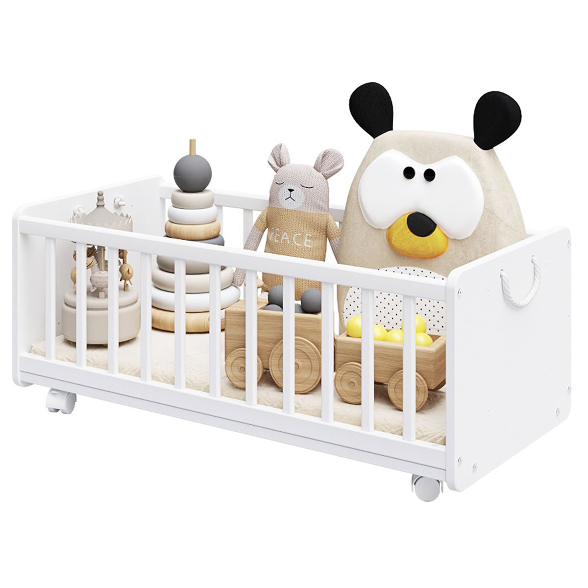 Berceau Lit Cododo 5 en 1 - ORNELLA - Matelas inclus - Blanc blanc, PREMIERS MOMENTS